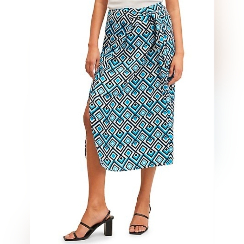 Mango Wrap Skirt Blue Printed Patterns Size XXS